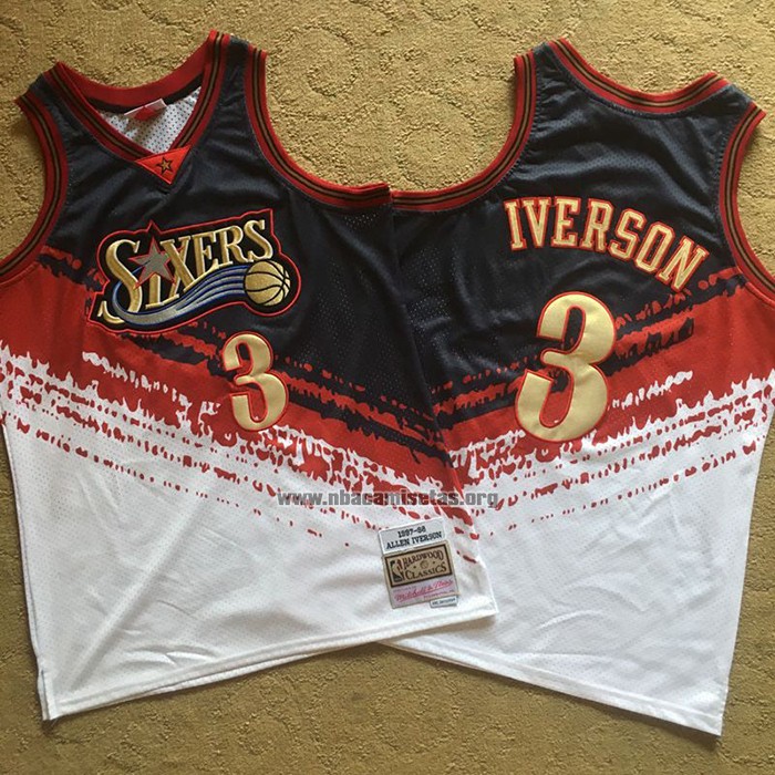 Camiseta Philadelphia 76ers Allen Iverson NO 3 Mitchell & Ness Negro